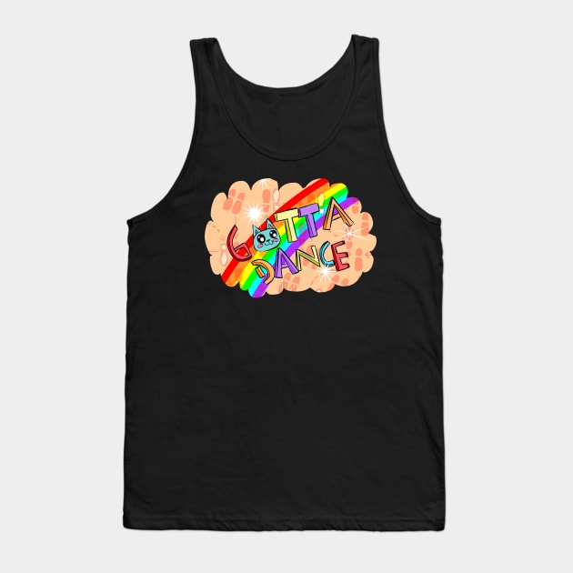 Gotta Dance Rainbow Sparkle Cat Tank Top by Gotta Dance